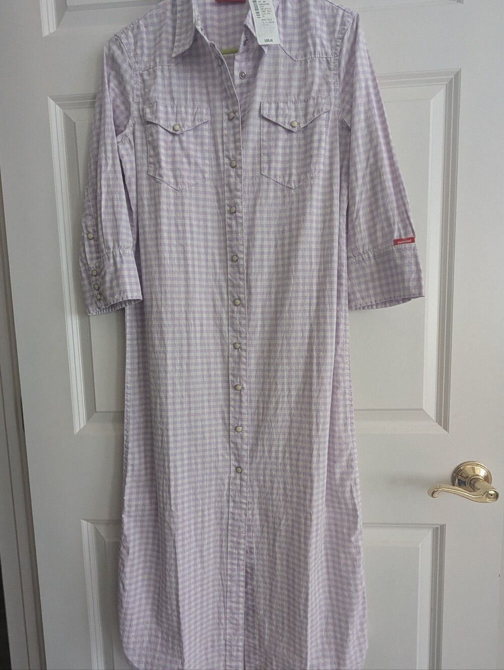 Light Lavender Gingham Maxi Shirt Dress